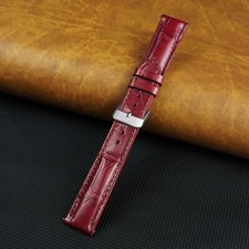 20mm Watch Band Burgundy Leather Real Crocodile Watch Strap Men Handmade