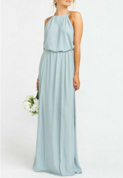 Show Me Your Mumu Dress Womens Larger Blue Halter Maxi Bridesmaid Wedding