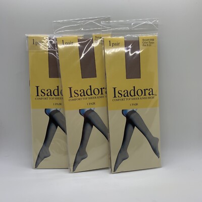 Isadora Comfort Top Sheer Knee High Tights Sz 9-11 Taupe Women Lot Of 3 NWOT