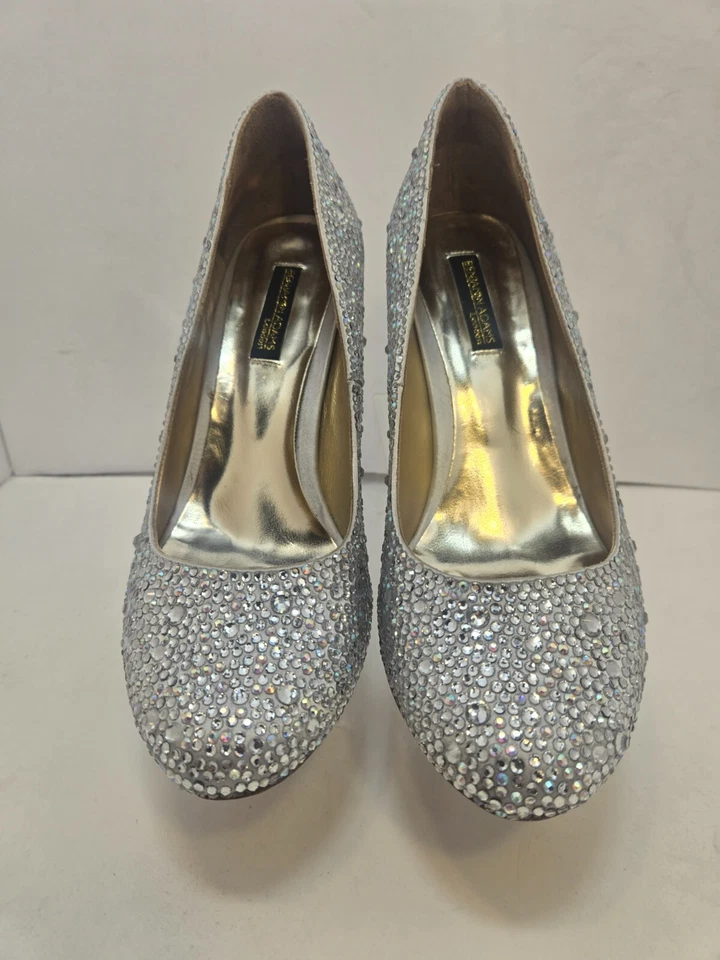 Zapatos de salón Benjamin Adams London plateados de cristal zapatos de boda de vacaciones EE. UU. 8 B Foto 2 de 4