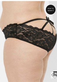 Torrid 2 2X Black Lace Panties Hipster Cage Sheer Open Back Panty Sz 18/20 Edgy