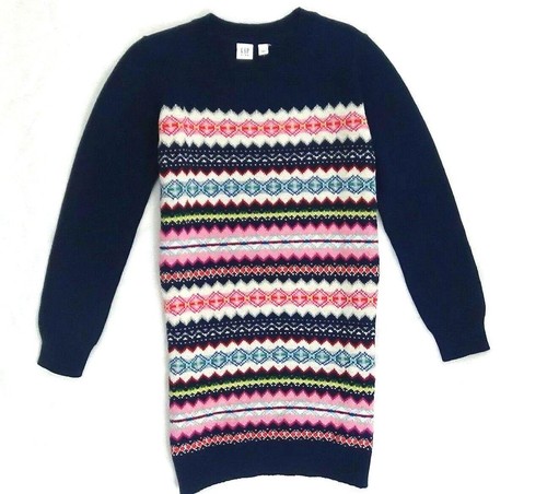 Gap Girls Sweater Dress Fair Isle Knit Long Sleeve Blue Pink 6 7 8 9 S M L XL 2X - Picture 5 of 7
