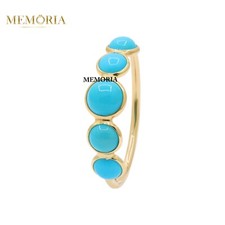 18k Gelbgold Türkis Halbe Ewigkeit Blende Set Ehering Größe 7