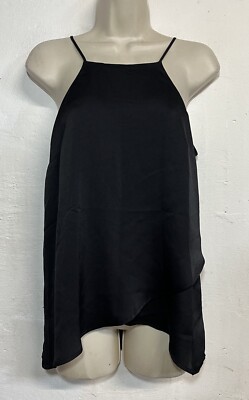 NWT LUSH XS Tank Top Black Square Neck Sleeveless Blouse 