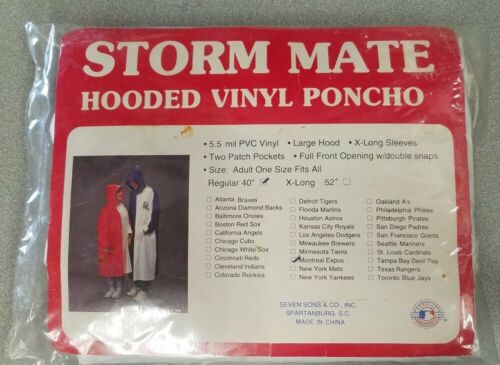 NEW Vintage Storm Mate MLB Montreal Expos Hooded Vinyl Poncho Rain Slicker - Picture 1 of 5