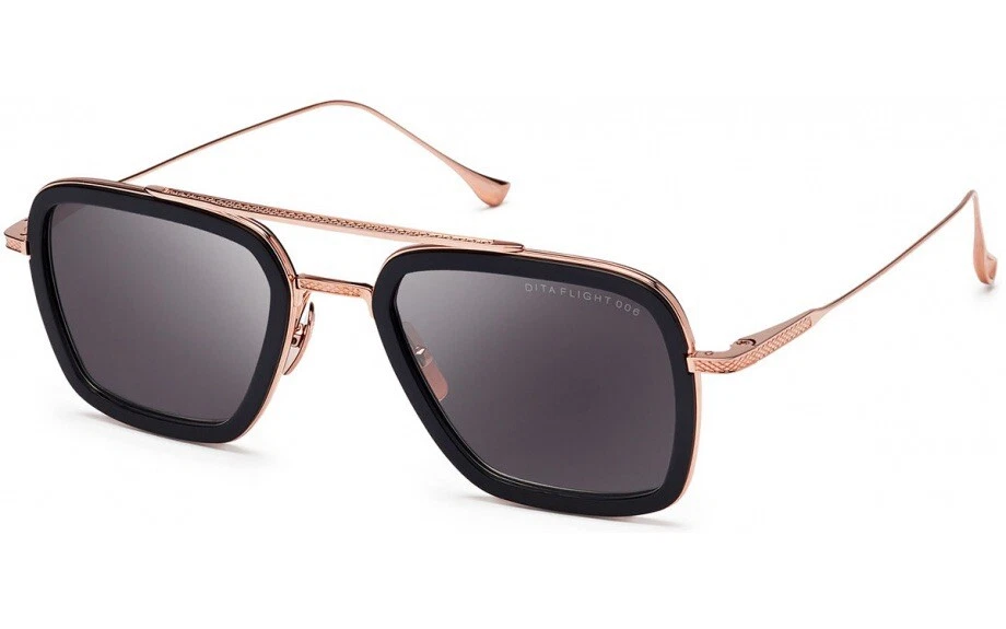 DITA FLIGHT 006 7806 E Shiny Black Rose Gold Gray Lens Aviator Men 