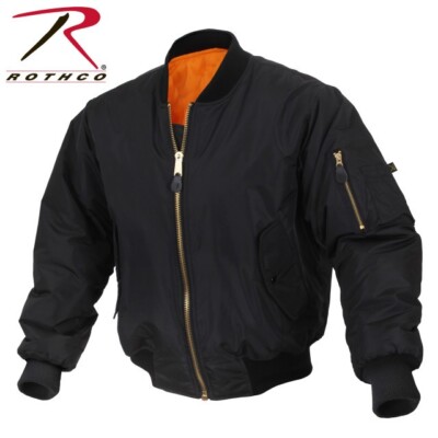 Rothco Enhanced Nylon MA-1 Flight Jacket - Black