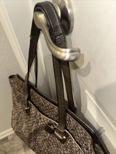COACH TAYLOR SNAKE PRINT CARRYALL TOTE SATCHEL BAG F26034 GUNMETAL GRAY - Picture 8 of 18
