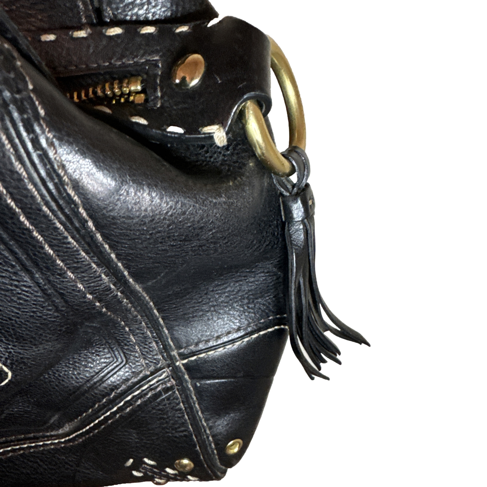 VINTAGE Coach Black Hamptons Andrea Limited Ed Pebbled Leather Satchel Handbag image 4