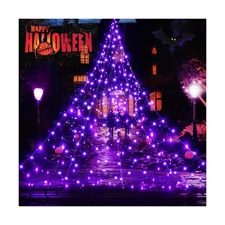 BlcTec Halloween Decorations Giant Spider Web Lights, 19.7ft x 14.7ft Lighted...