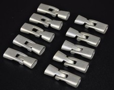 10X Sets 5MM Metal Alloy Clasp For Leather Wristband Bracelet Frosted Silver