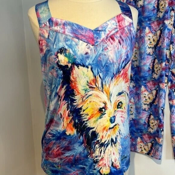 Leoma Lovegrove colorido pijama elástico “Yorkie” conjunto de 2 piezas talla mediana Foto 2 de 4