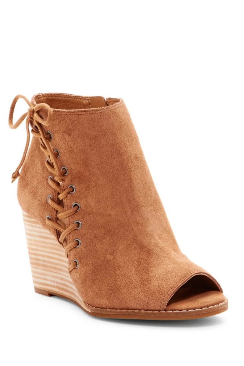 Wedge open shop toe ankle boots