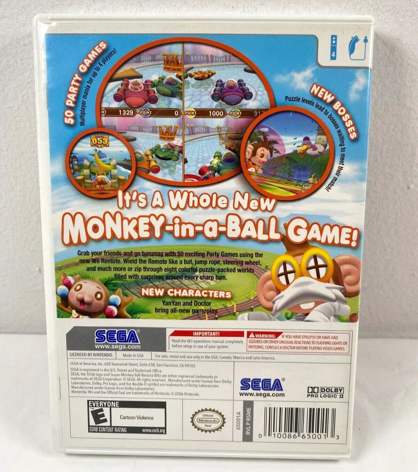 Super Monkey Ball: Banana Blitz (Nintendo Wii, 2006) CIB, Complete - Image 2 of 3