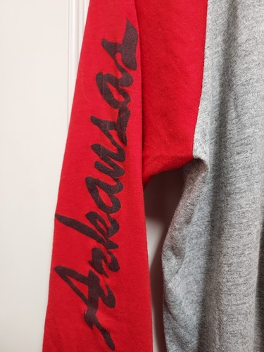 VGT Arkansas Razorbacks 3/4 Sleeve T-Shirt Red and Gray Large - Picture 4 of 7
