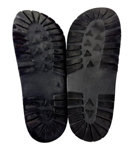 Gucci Auth Men 12.5 US 12 UK 46 EU Black Web Rubber Pool Slides Sandals Shoes - Picture 7 of 11