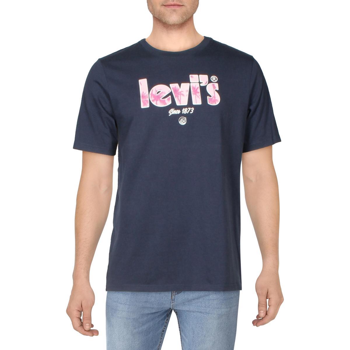 Мужская темно-синяя хлопковая футболка Levis с логотипом S BHFO 5640