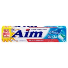 AIM Cavity Protection Ultra Mint Toothpaste 5.5 Ounce Pack of 6 Fluoride Gel