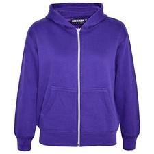 Kids Girls Unisex Plain Fleece Purple Hoodie Zip Up Style Zipper Age 2-13 Years