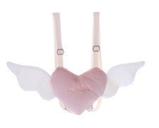 LB-7121-1 Rucksack Herz Engel-Flügel Spannweite 50cm Plüsch Tasche Rucksack weiß