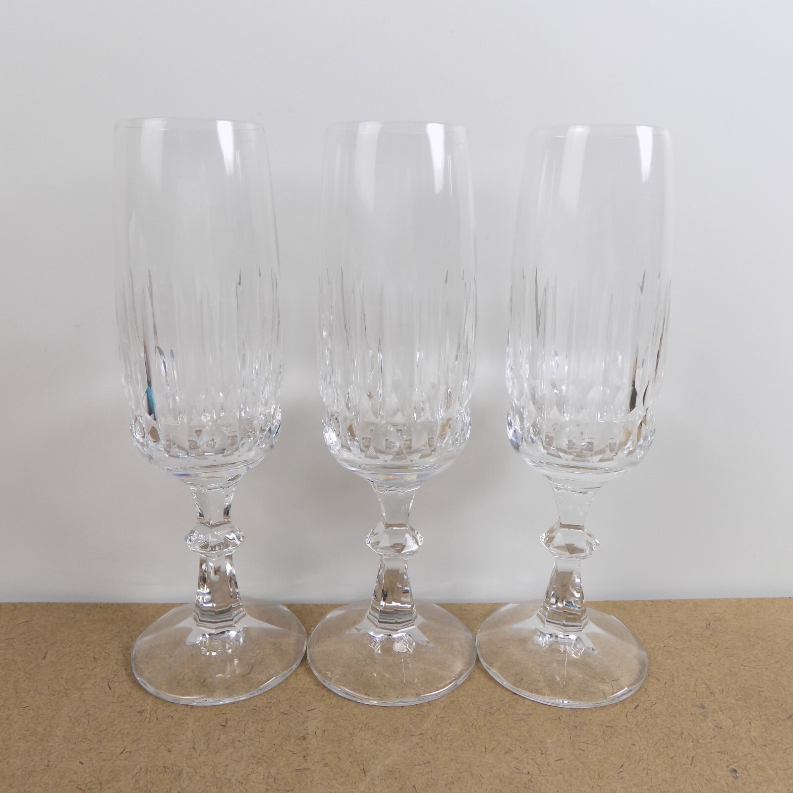 3 Schott Zwiesel Tango Crystal Champagne Flutes Glasses 7.9" Tall VGC