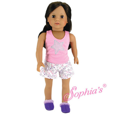 Glitter Star Tank & Print Shorts Pajamas Fits American Girl Dolls -18'' Dolls
