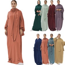 Women Muslim Maxi Dress Kaftan Turkey Islamic Long Robes Vintage Prayer Dresses