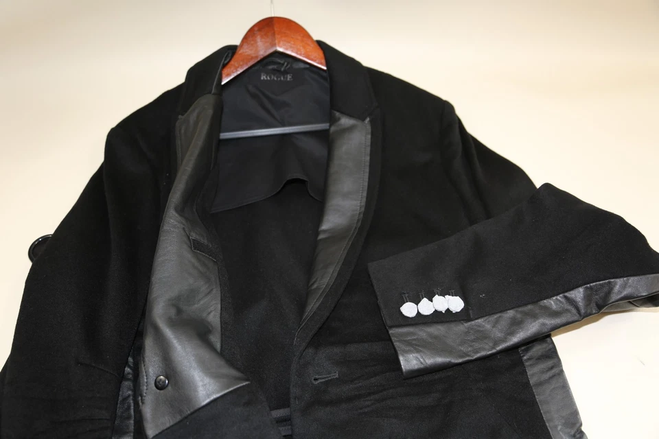 ROGUE Leather Trim Wool Blazer Jacket Size M #219 - Image 4 of 4