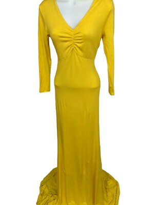 Yellow Stretch Maternity Shoot Maxi Dress with Train Size S | eBay