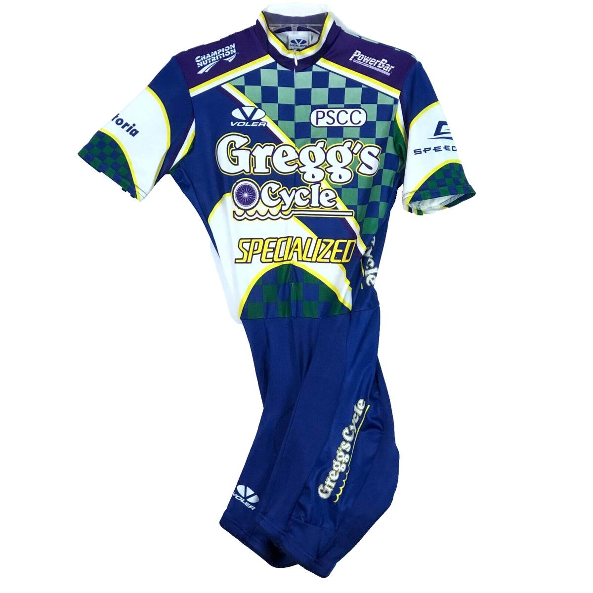 Cyclists Greggs Bikes Vintage Voler One Piece Cycling Bib Shorts