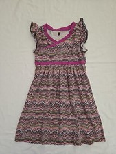 Tea Collection Size 5 - Ruffle Sleeve Dress Purple Wavy Lines Dots