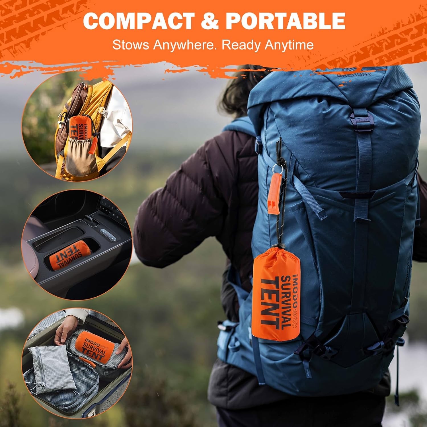 Emergency Survival Tent Life Shelter - 2 Person Mylar 1 Pack, Orange 