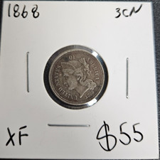 1868 Three Cent Nickel - US - Coin - Extremely Fine - XF