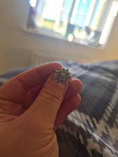 Vintage 9ct Gold CZ Snowflake Cluster Ring