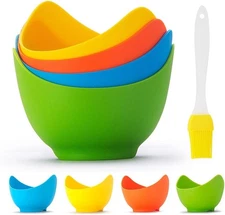 Silicone Egg Poacher Cups with Ring Standers, Nonstick Egg Poaching Cup for Stov