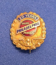 PHILADELPHIA DAIRY PRODUCTS 20 YEARS OF SERVICE AWARD PIN 10K GOLD FILLED