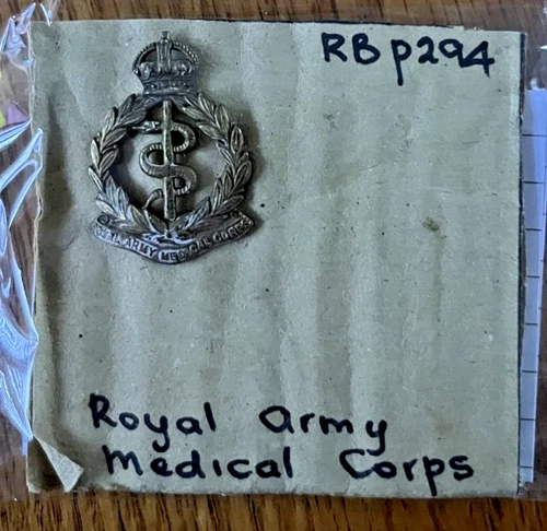 WW1 Royal Army Medical Corps (RAMC) Collar Badge, KC, Lugs, Genuine.
