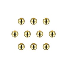 10pcs Beads 6mm Stainless Steel 2mm Hole Dia Bead for DIY Crafts, Gold Tone