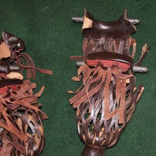 Set of 6 Antique Leather Pockets for Billiard Pool Table