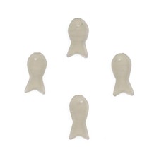 Grey Sea Glass Fish Pendants Set of 4 Indonesia Large Hole