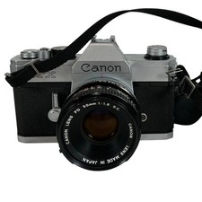 Canon AE-1 Program 35mm Film Camera Silver Black 50mm f1.8 FD Lens