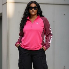 Victoria Secret Pink Ultimate Jacket Stretch 1/2 Zip Pink Burgundy Size L Thumb