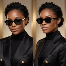 Small Black Square Frame Women Rectangle Sunglasses Trendy Hip Hop Hippie Style