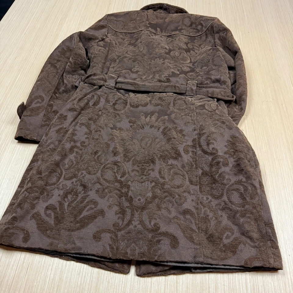 y2k Abrigo Tapiz Vintage Vestido Largo Granero Mediano Cachemira Marrón Hippie Boho Foto 3 de 4