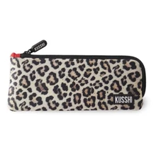 Kusshi Pencil Case Makeup Bag Purse Pouch Leopard Print Red Black Neoprene NEW