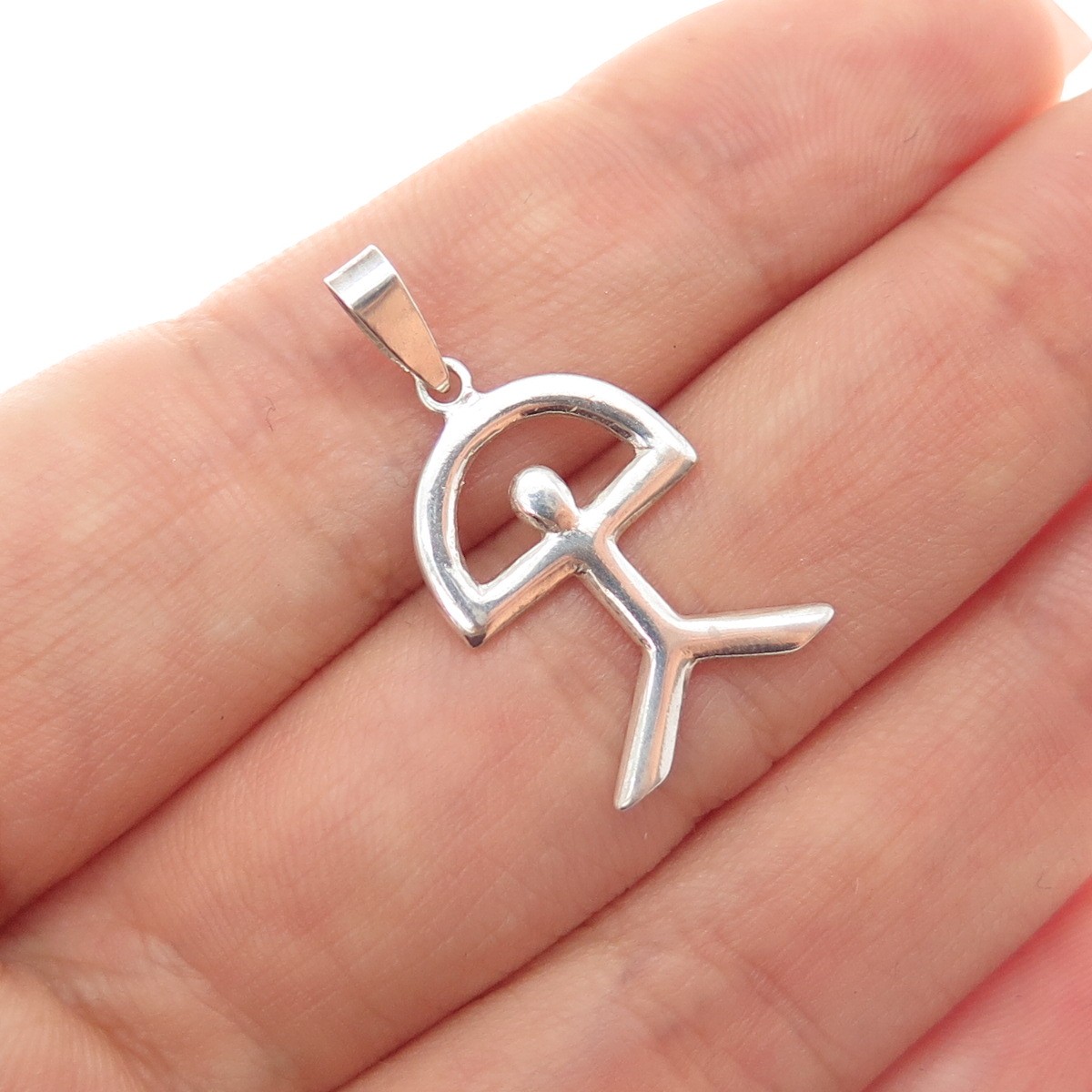 Colgante con dije de símbolo Indalo vintage de plata de ley 925