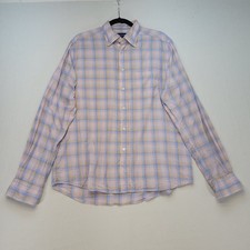 Eton Button Down Shirt Men 16.5/42 Pastel Pink Blue Plaid Contemporary Fit