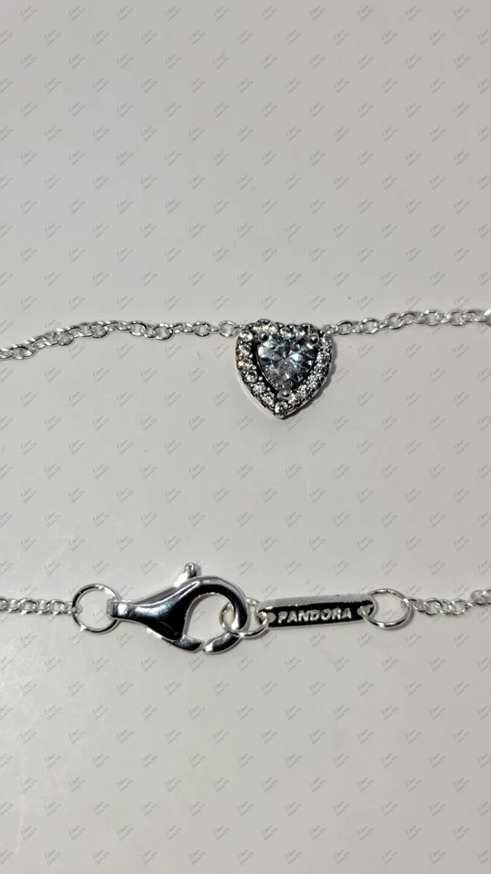 Genuino PANDORA Corazón Elevado Plata Collar y Pendientes Set de Regalo con Caja Foto 3 de 4