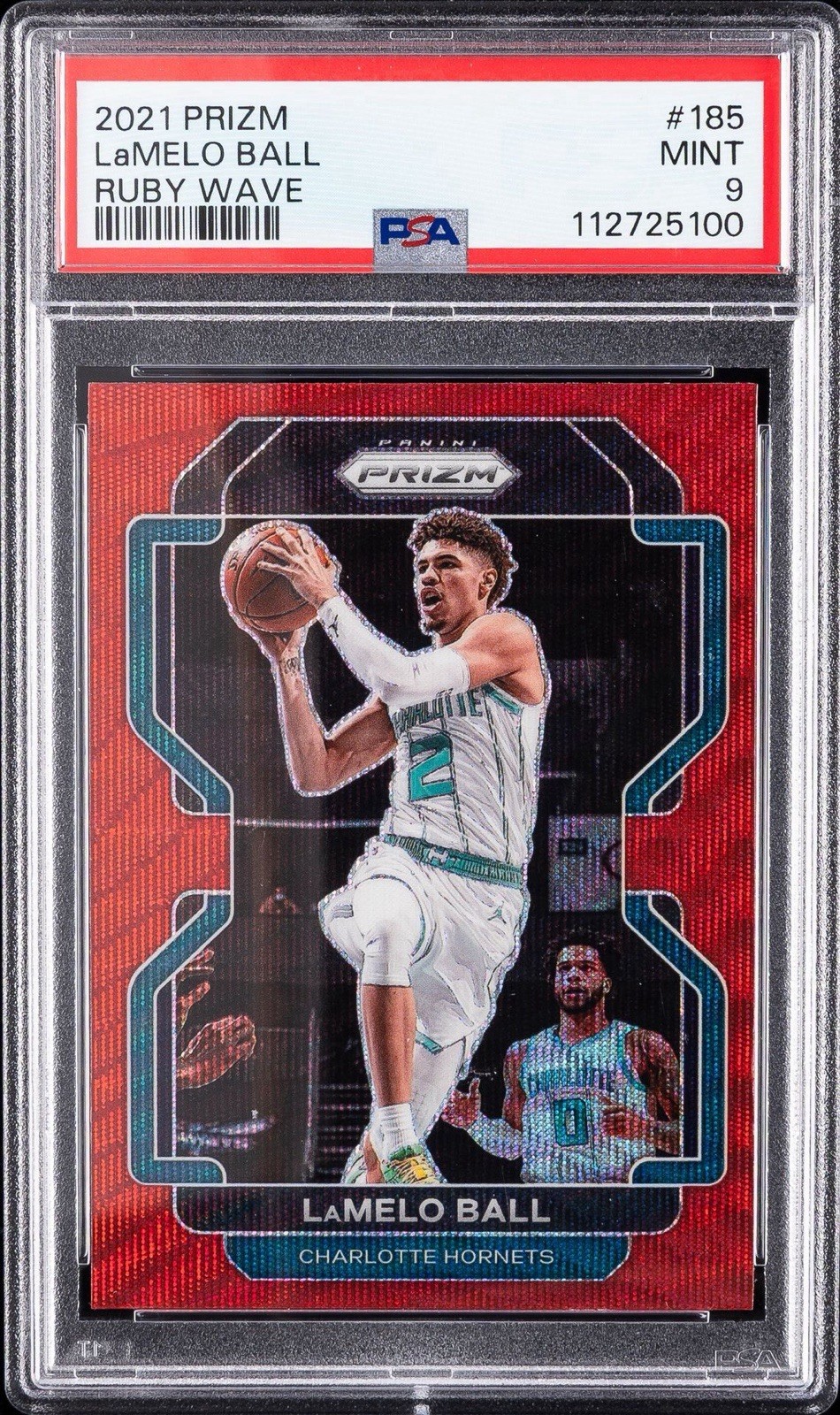 2021-22 Panini Prizm Lamelo Ball Ruby Wave #185 PSA 9 MINT Charlotte Hornets