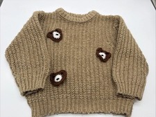 Zara Kids Teddy Bear Knit Sweater 12-18m brown